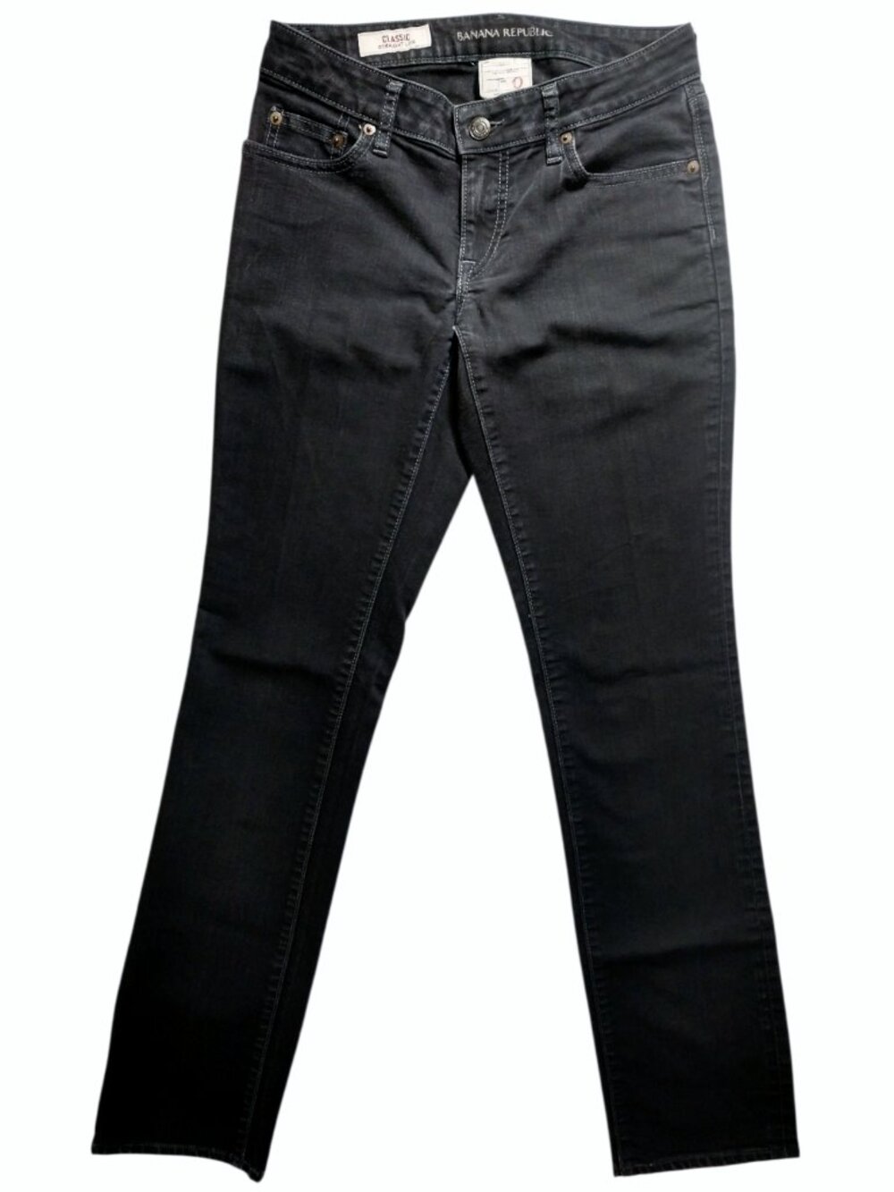 Banana Republic Women's Black Classic Straight Leg Low Rise Denim Jeans Size 0